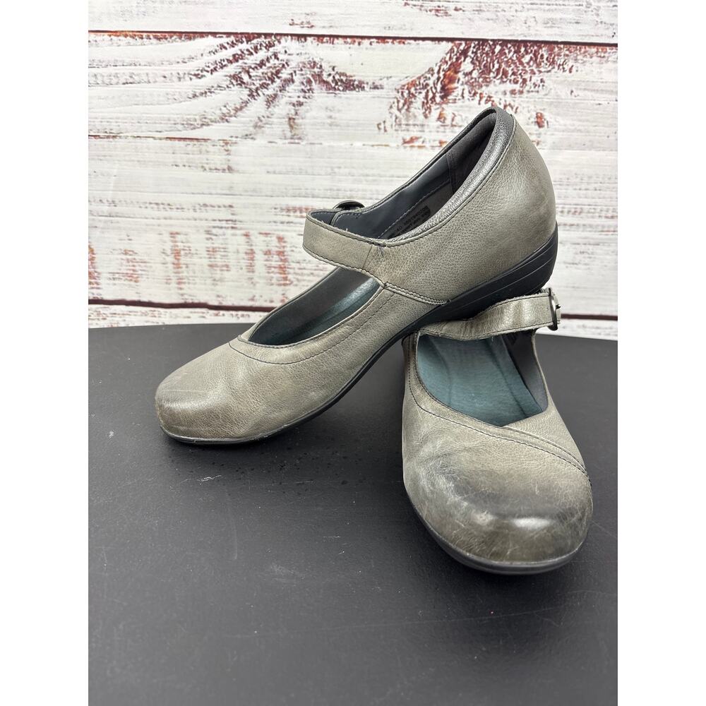Womens EUC DANSKO Gray Leather Mary Jane Shoes Flats Comfort Medical EU 40 US 9